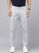 Men's Sky Blue Cotton Caribbean Slim Fit Solid 5 Pocket Cross Pocket Trouser
